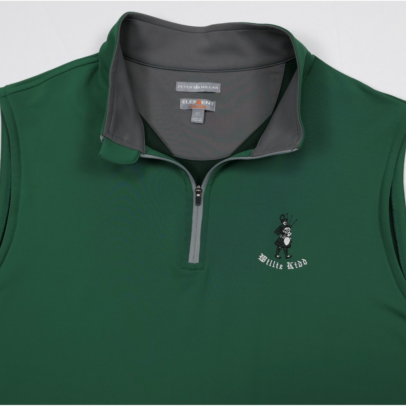 Peter Millar Element 4 Golf Vest Mens Xl Green 1/4 Zip Willie Kidd Bagpiper Golf
